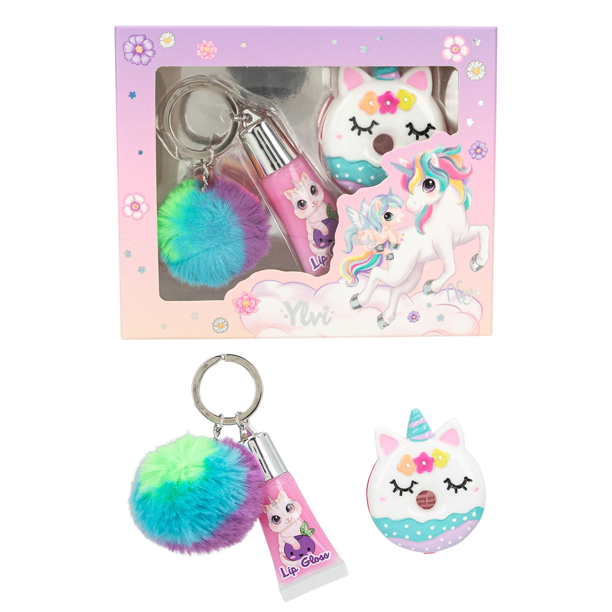 Ylvi Lipgloss Set - 2er Pack mit Einhorn-Design & Pompon