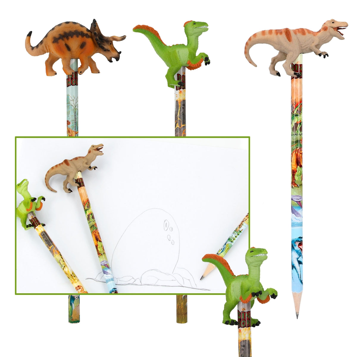 Dino World Bleistift mit Dino-Topper