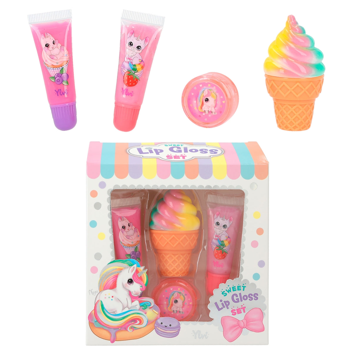 Ylvi Lipgloss Set - 4 süße Lipglosses im Candy-Shop-Style