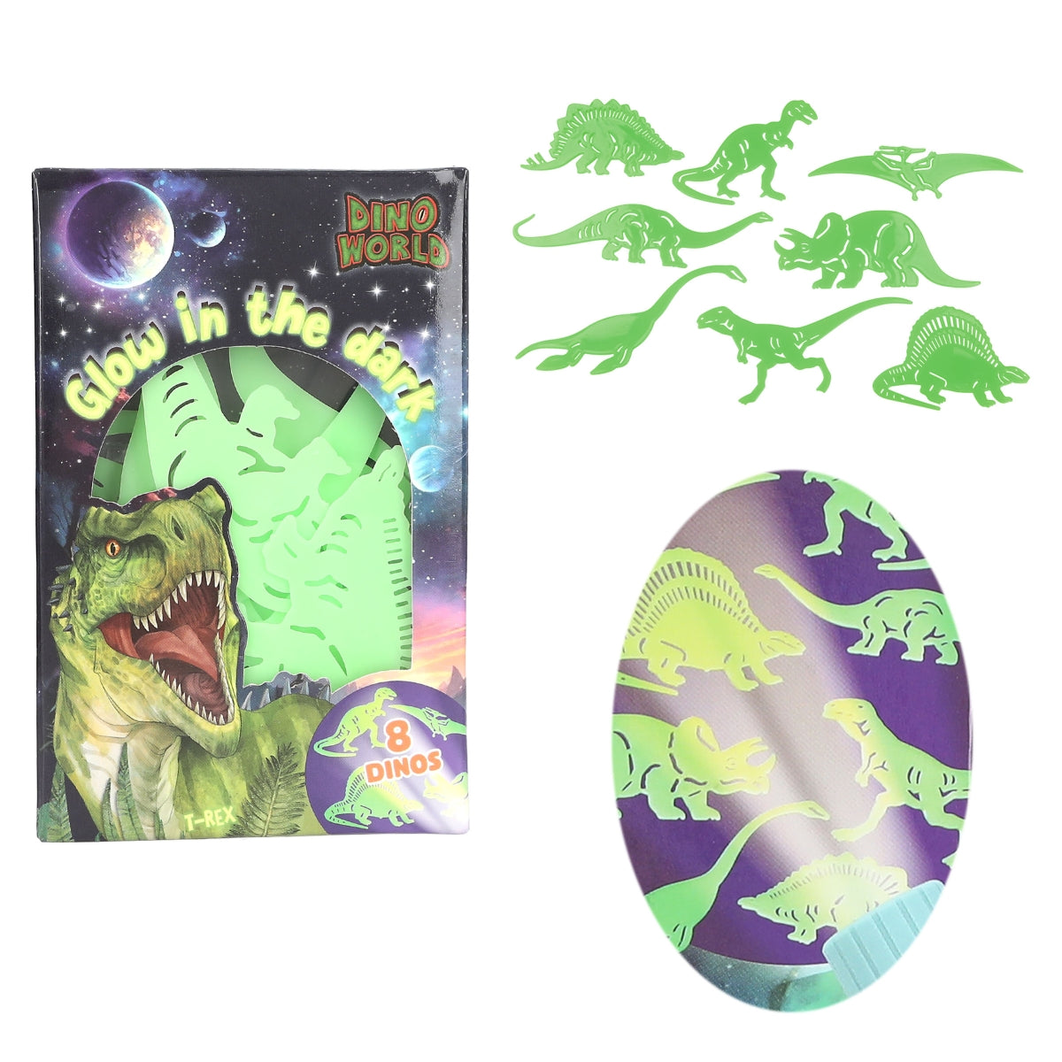 DEPESCHE Dino World Glow in the Dark Sticker - 8 leuchtende Dinosaurier-Aufkleber