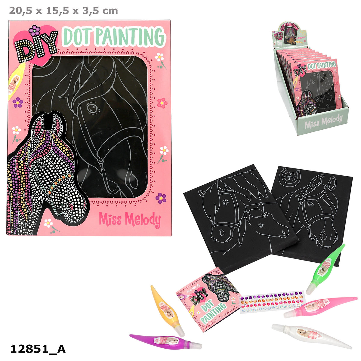 Miss Melody Dot Painting Malset mit 2 Pferde-Leinwänden