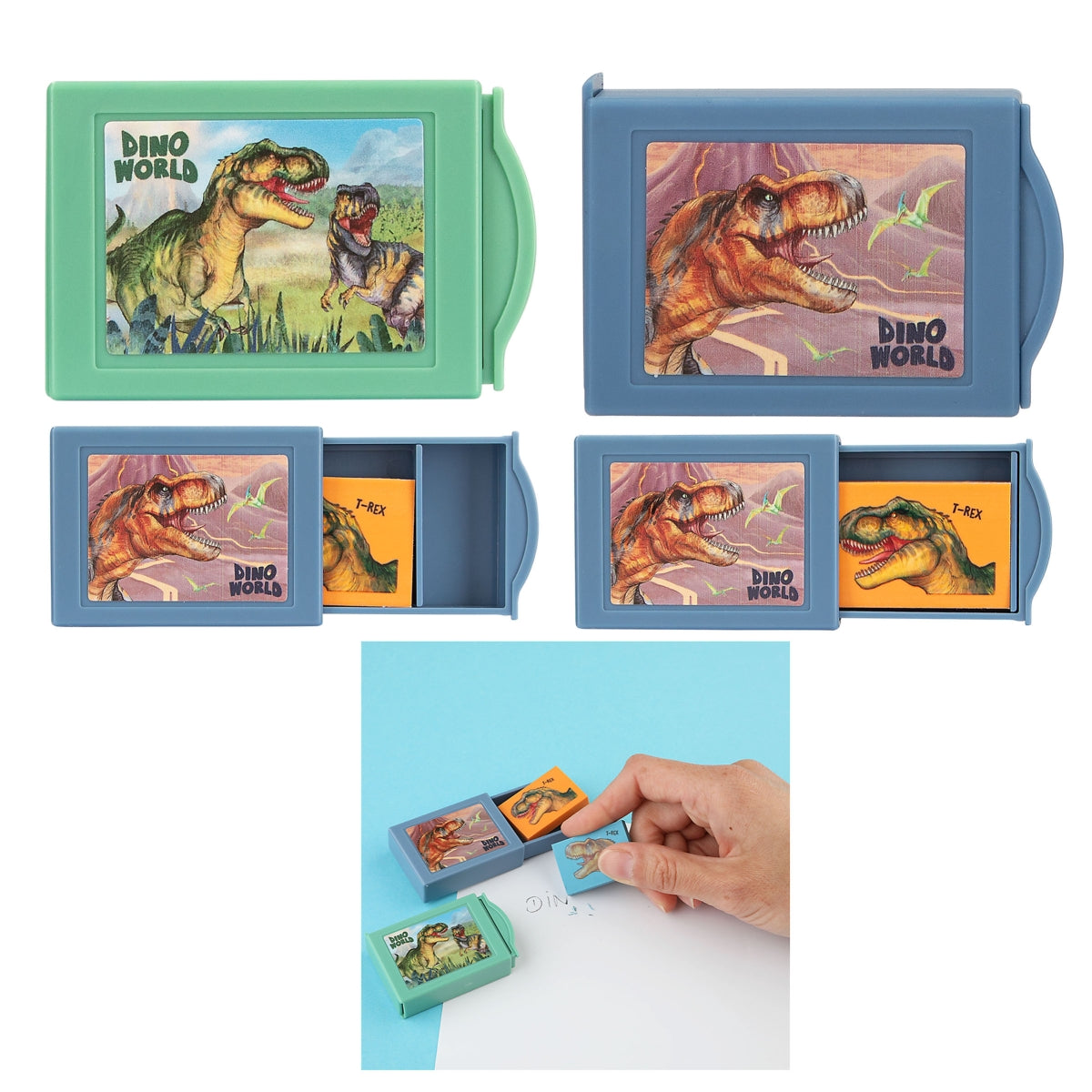 Dino World Magic Radierbox - Radiergummi mit Zaubertrick
