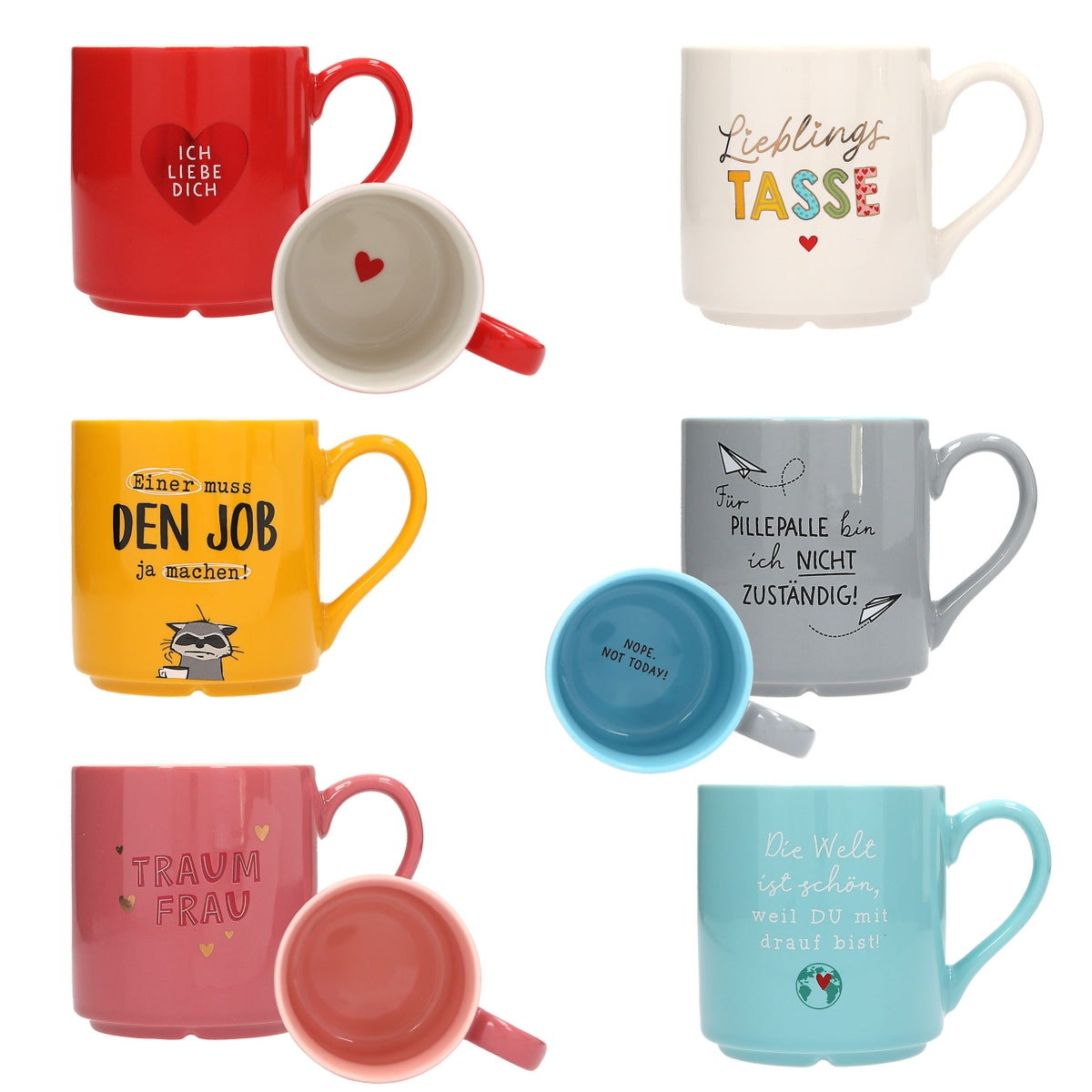 Lieblingsbecher - Porzellan Tasse mit Spruch (Zufälliges Motiv)