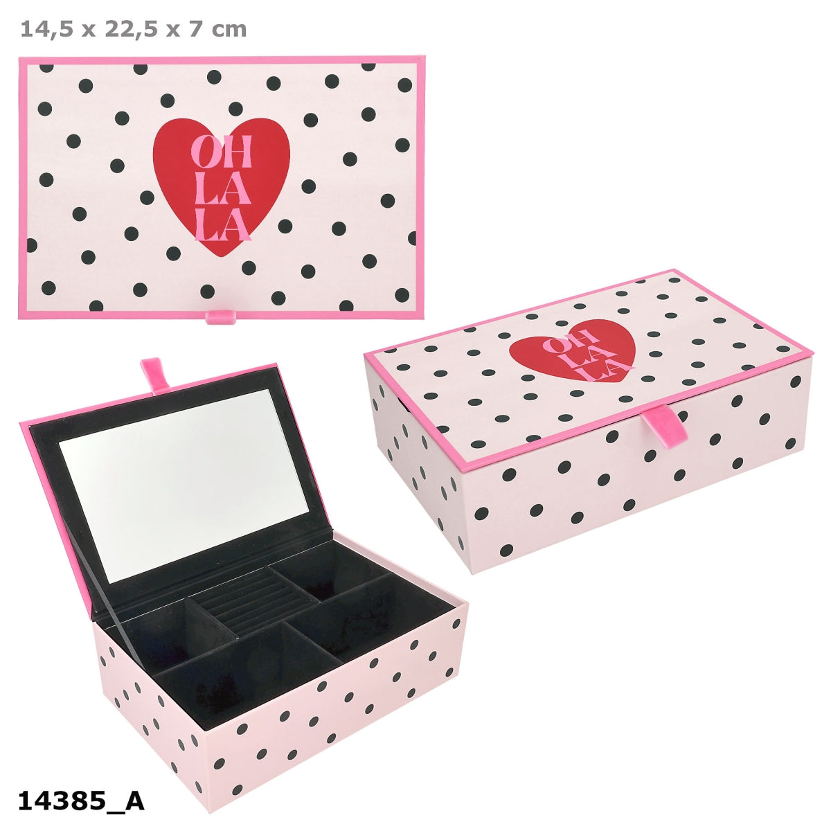LOVIES Schmuckbox mit Spiegel und Punkten – Motiv 2