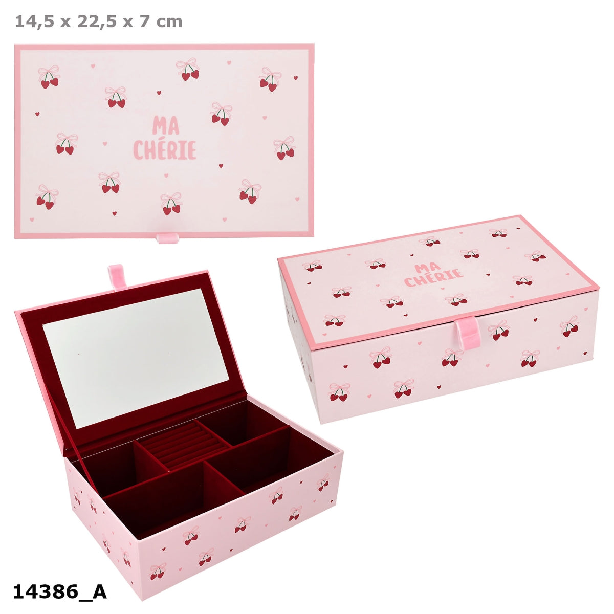 LOVIES Schmuckbox Kirschen mit Spiegel und Samtauskleidung