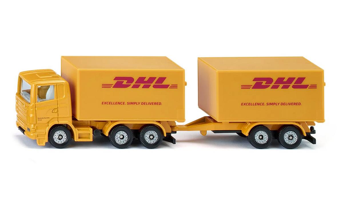 siku DHL LKW mit Anhänger - Detailgetreues Spielzeugmodell
