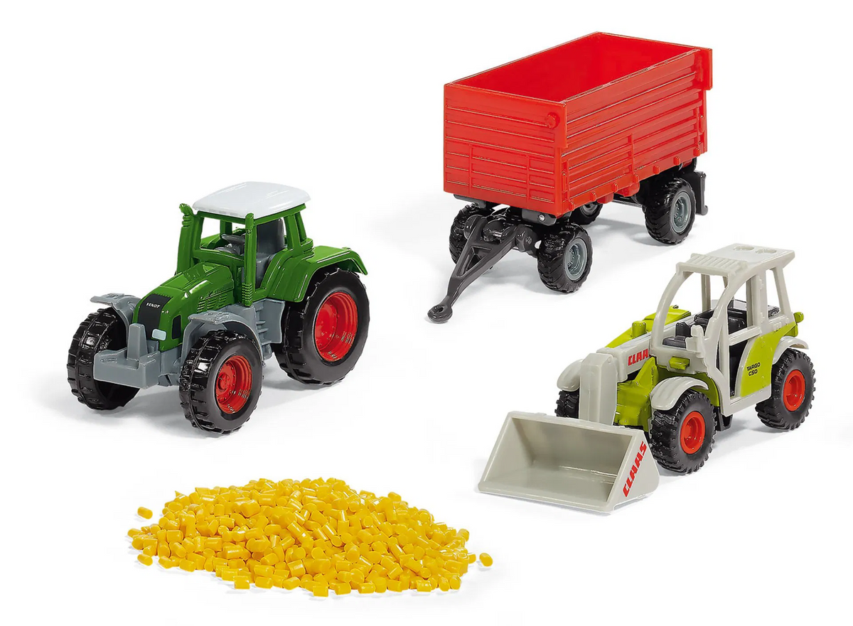 siku Geschenkset Landwirtschaft - Traktor mit Anhänger & Teleskoplader