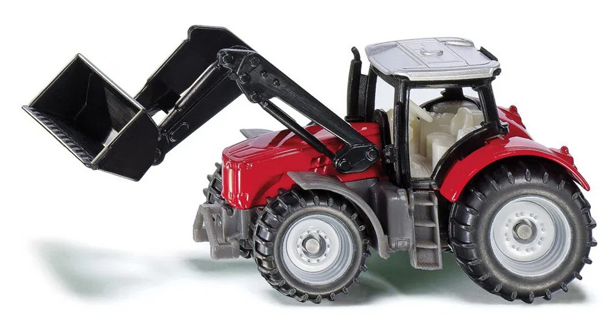 siku Massey Ferguson Traktor mit Frontlader - Spielzeugtraktor mit beweglicher Schaufel