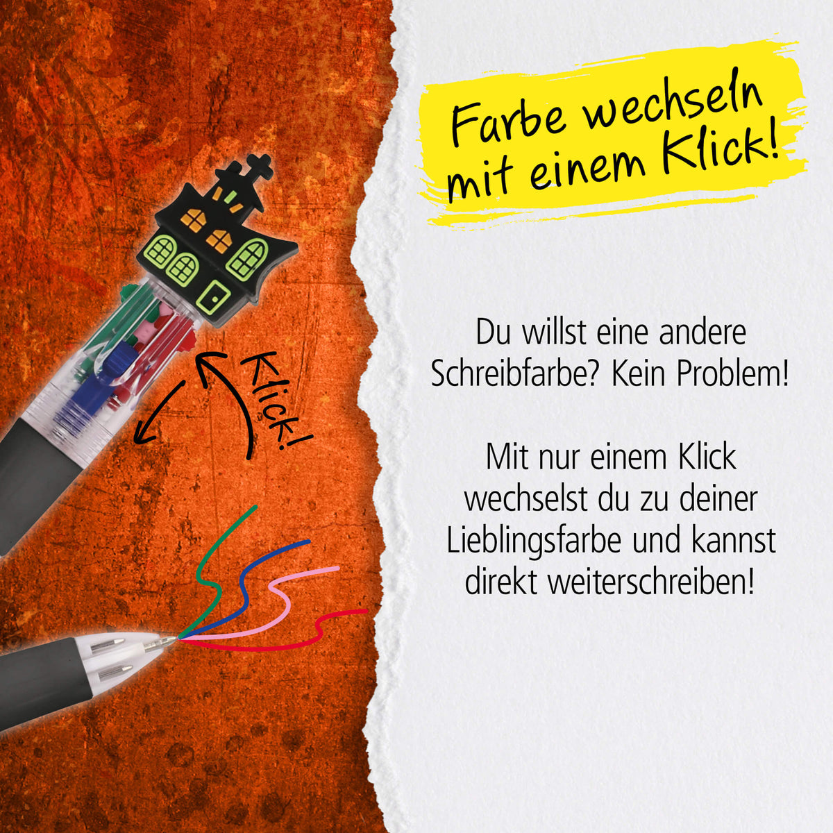 ONLINE Mini 4-Farb-Kugelschreiber Gruselmotiv – Motiv zufällig