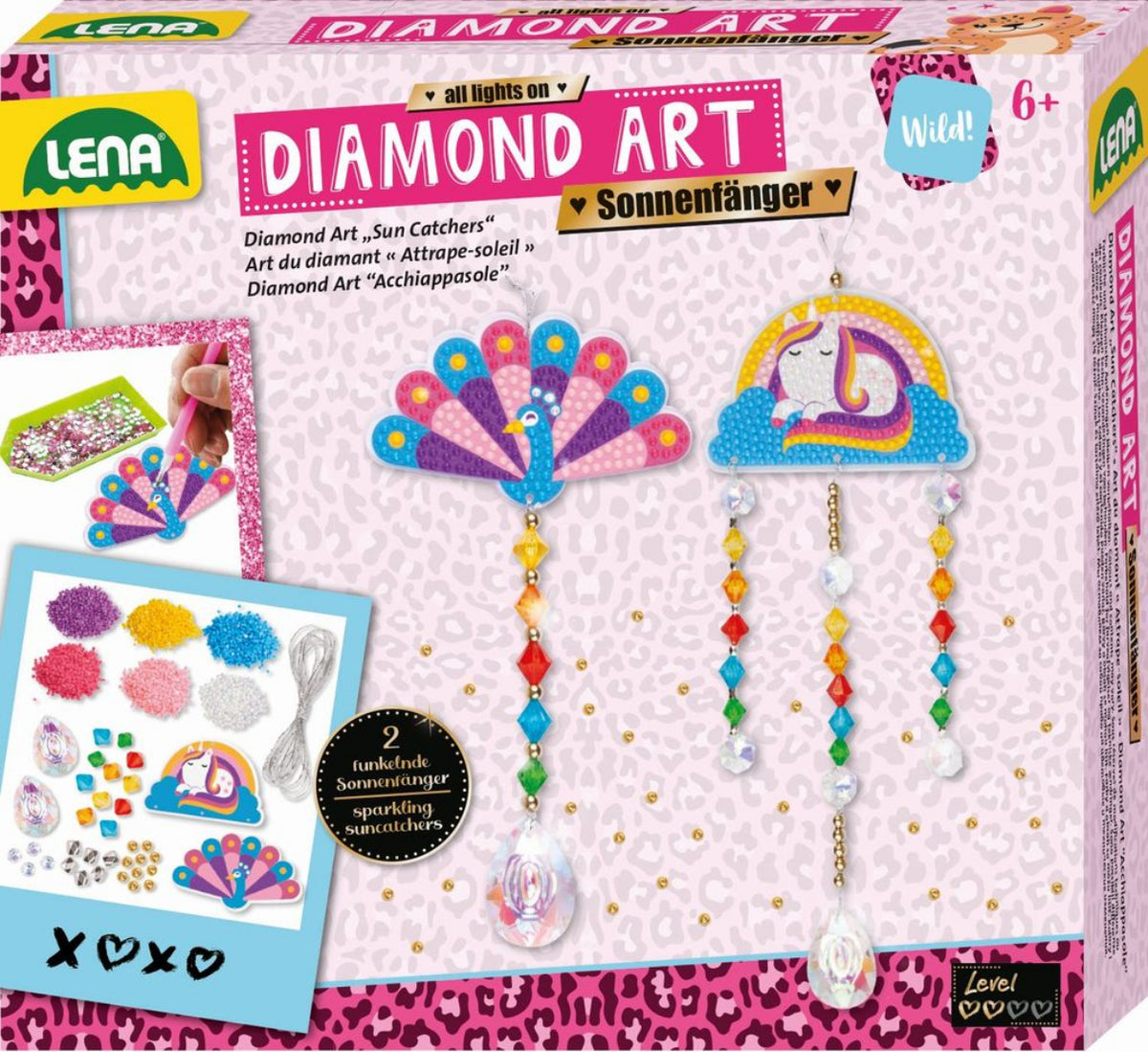 LENA® Diamond Art Sonnenfänger - Funkelndes Bastelset für Kinder ab 6 Jahren