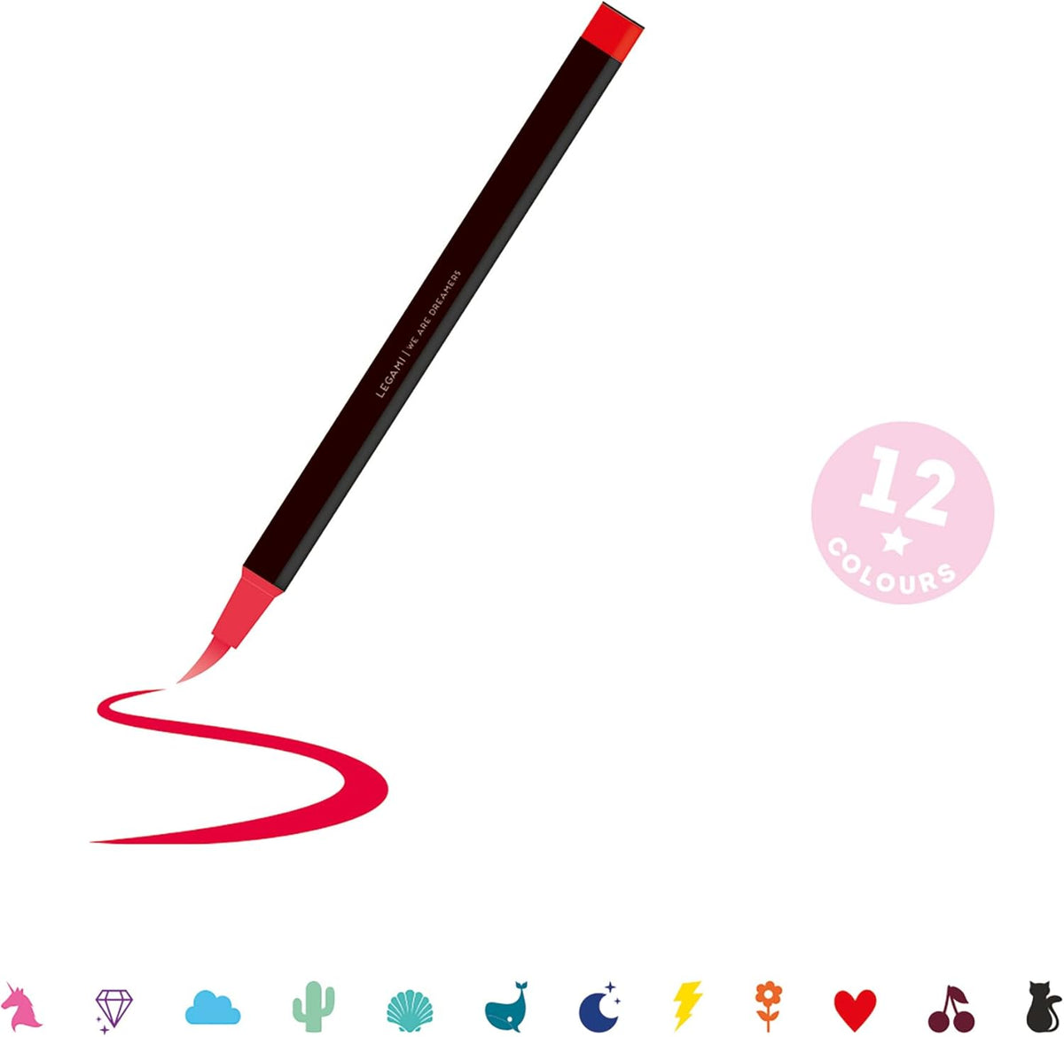 Legami Brush Markers 12er Set Pinselstife – Bright Colours