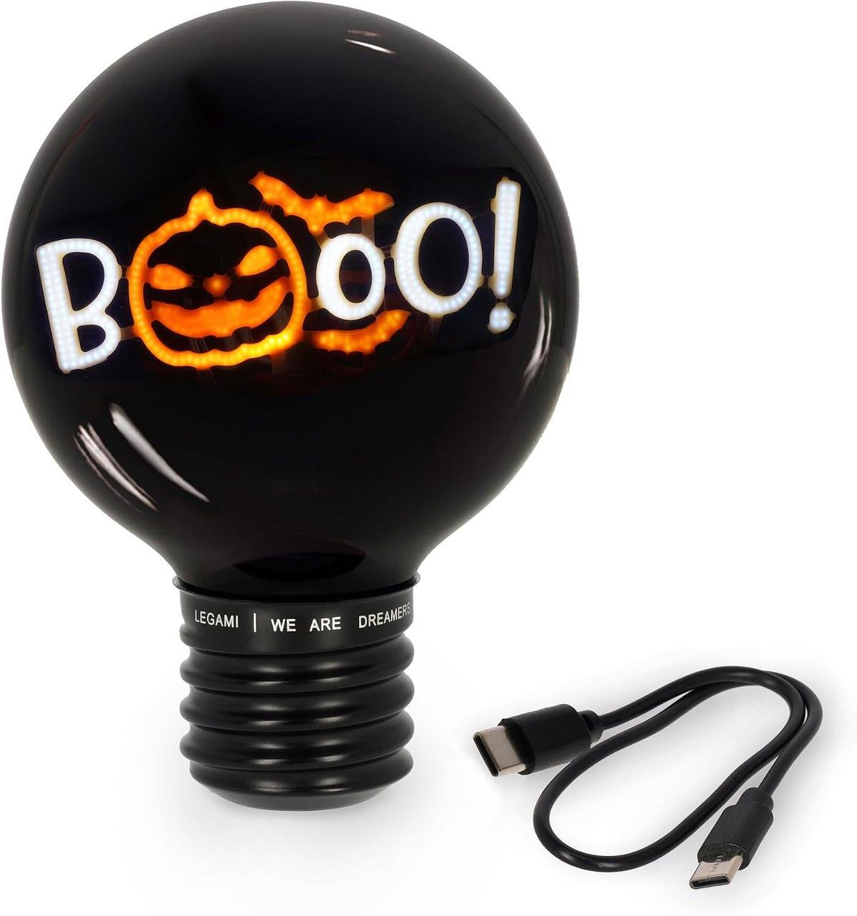LEGAMI Bulb Fiction XL Tischlampe Pumpkin mit BOO-Motiv