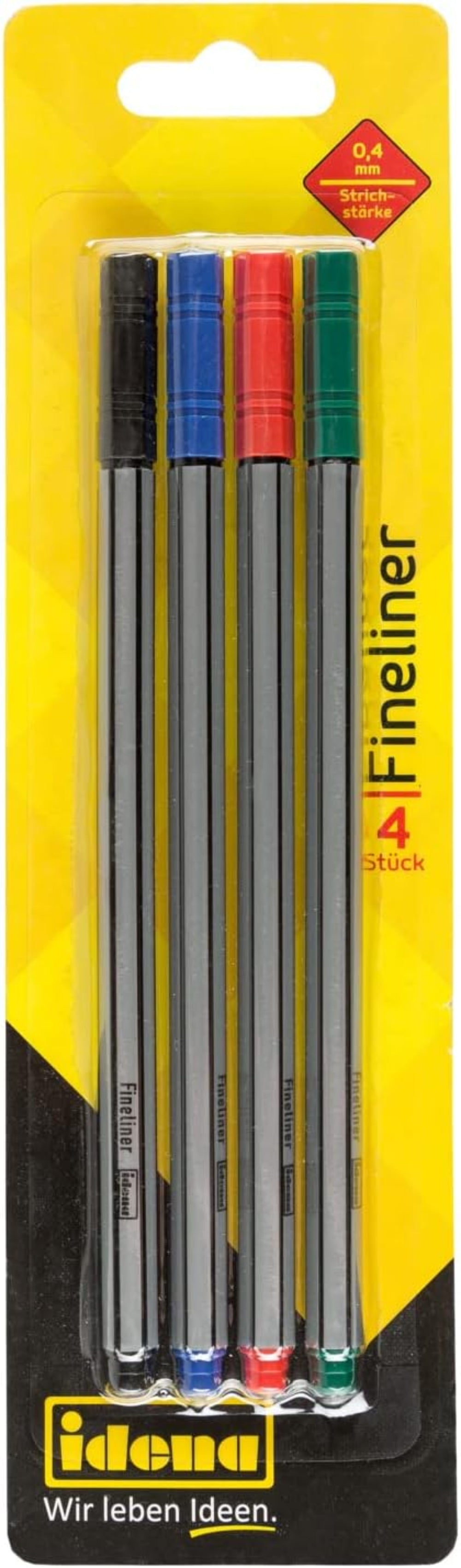 Idena Fineliner Set 0,4mm - Präzise Schreibgeräte für Büro, Schule & Studium - 4 Stück