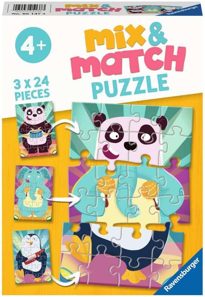 Ravensburger Mix&Match Puzzle - Kreative Tierwelt für kleine Entdecker (3x24 Teile)