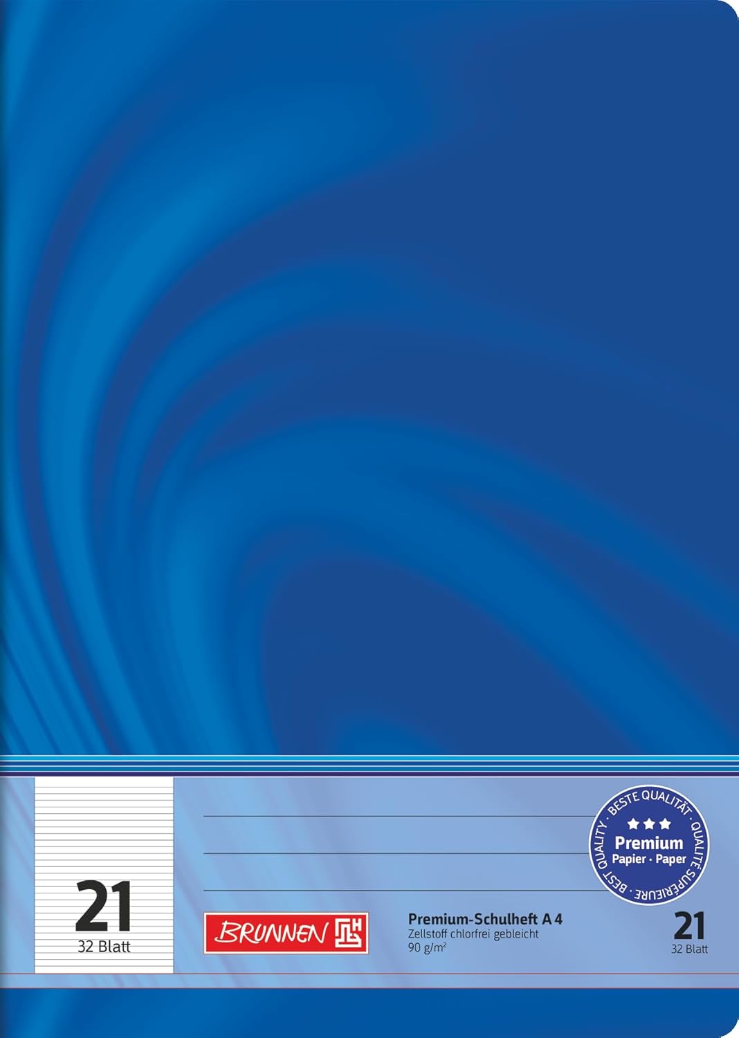 BRUNNEN Schulheft A4 Lineatur 21 liniert 32 Blatt blau
