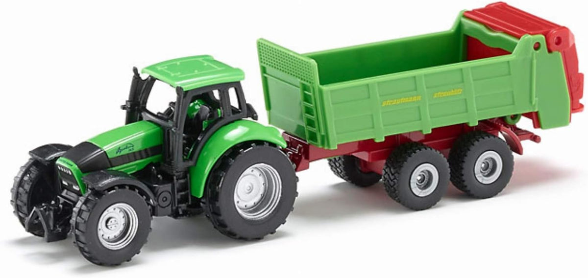 SIKU 1673 Deutz Traktor mit Universalstreuer - Authentisches Landwirtschafts-Spielzeug