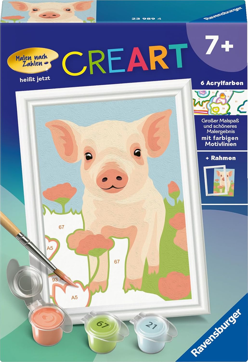 Ravensburger CREART Malen nach Zahlen – Süßes Ferkel