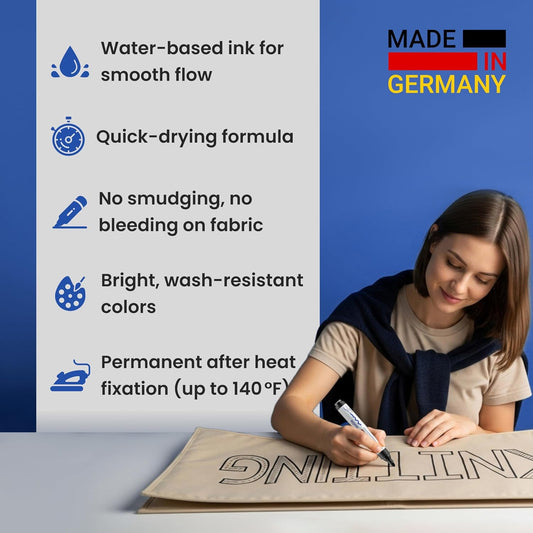 edding 4500 Textilmarker Grundfarben – 5er-Set, waschfest 60°C