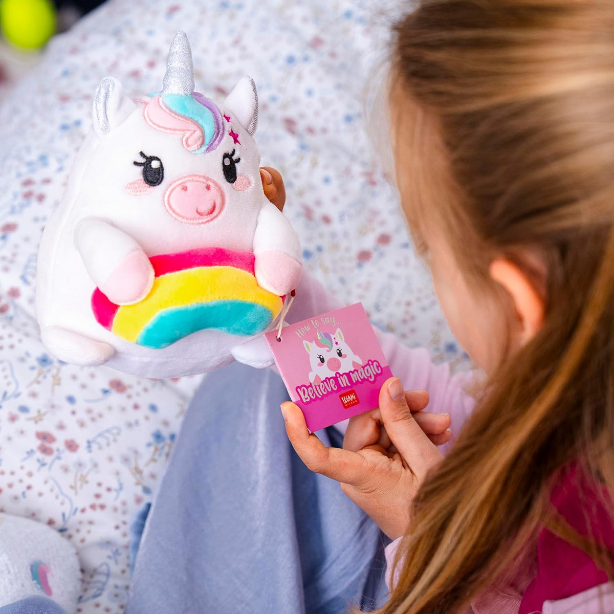 Legami Super Soft! Mini Plüschtier Unicorn mit ID-Karte