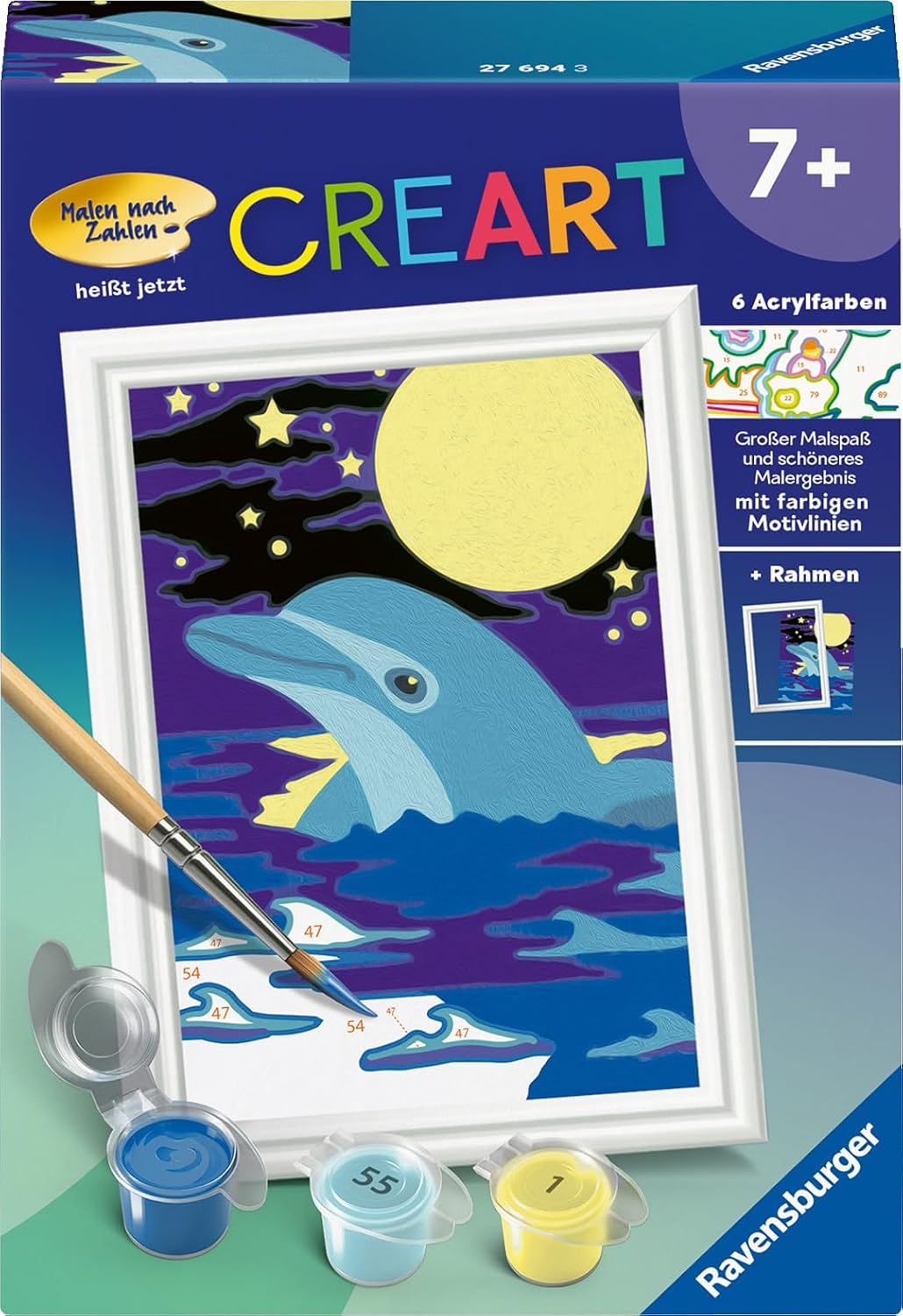 Ravensburger CREART Malen nach Zahlen – Kleiner Delfin