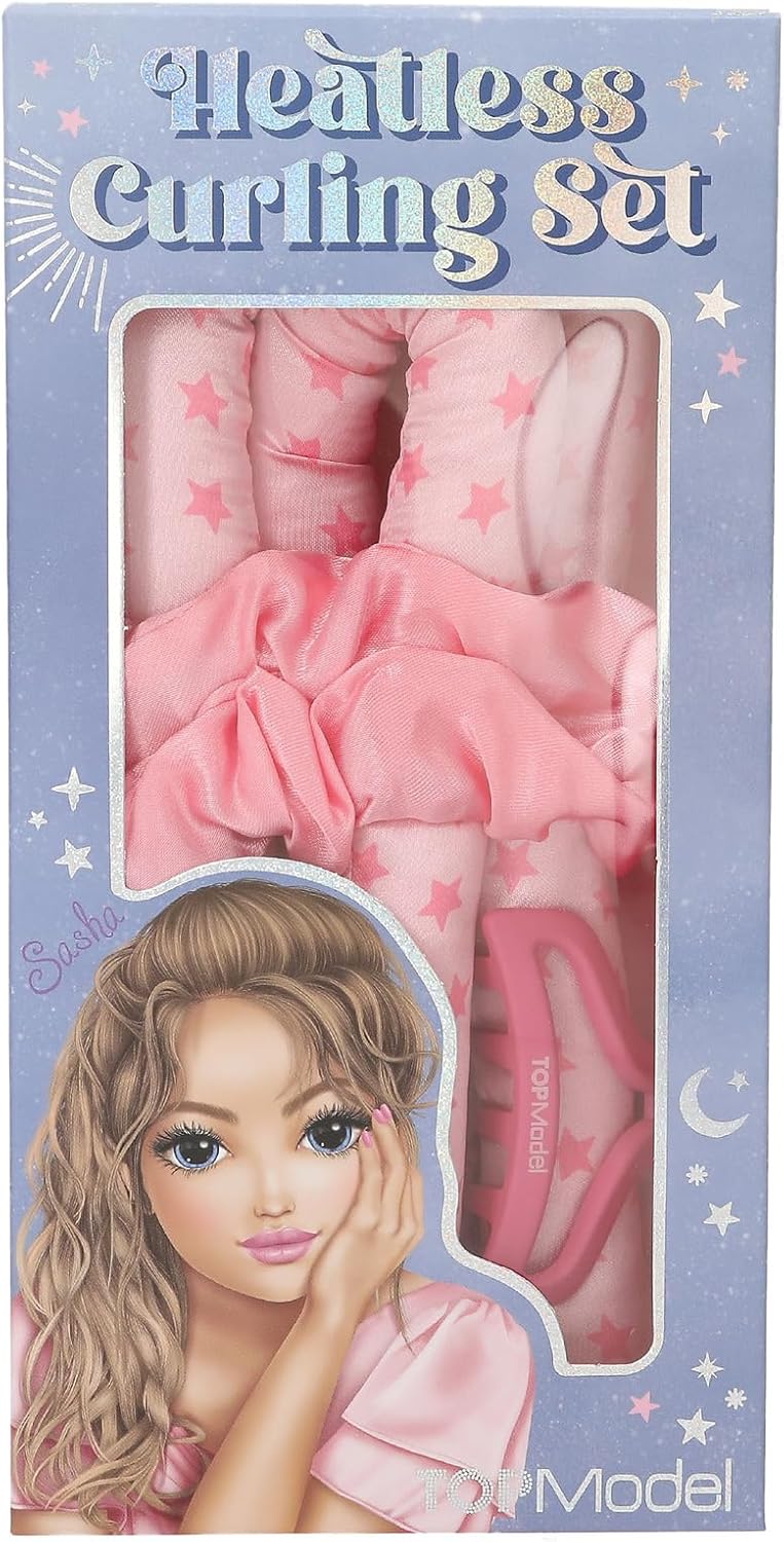 Depesche TOPModel Lockenformerset Beauty and Me - Rosa mit Sternen, 4-teiliges Haar-Styling Set
