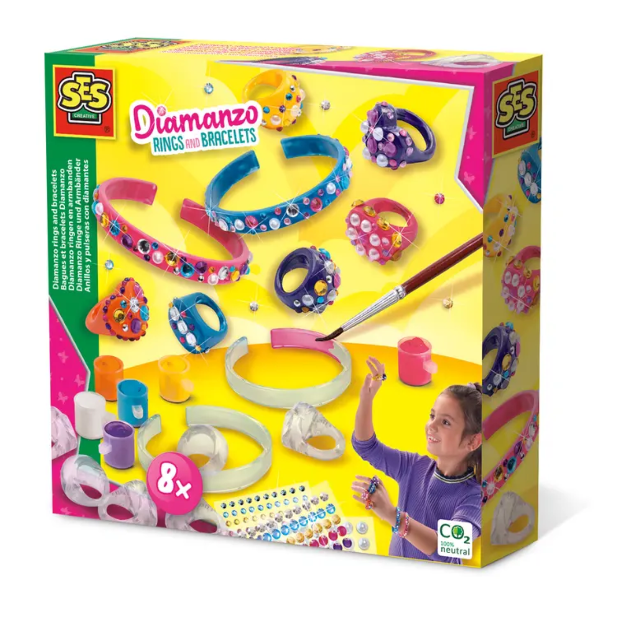 SES Creative Diamanzo Ringe und Armbänder Set - Schmuck Bastelset