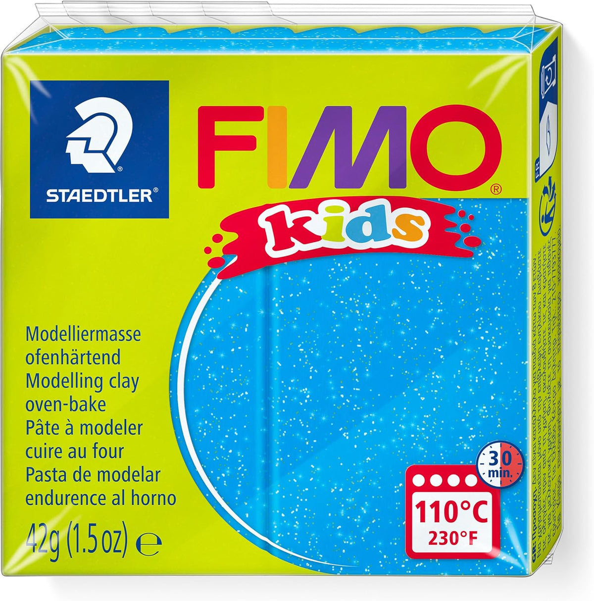 FIMO kids Modelliermasse Blau Glitter 42g - Kinderknete