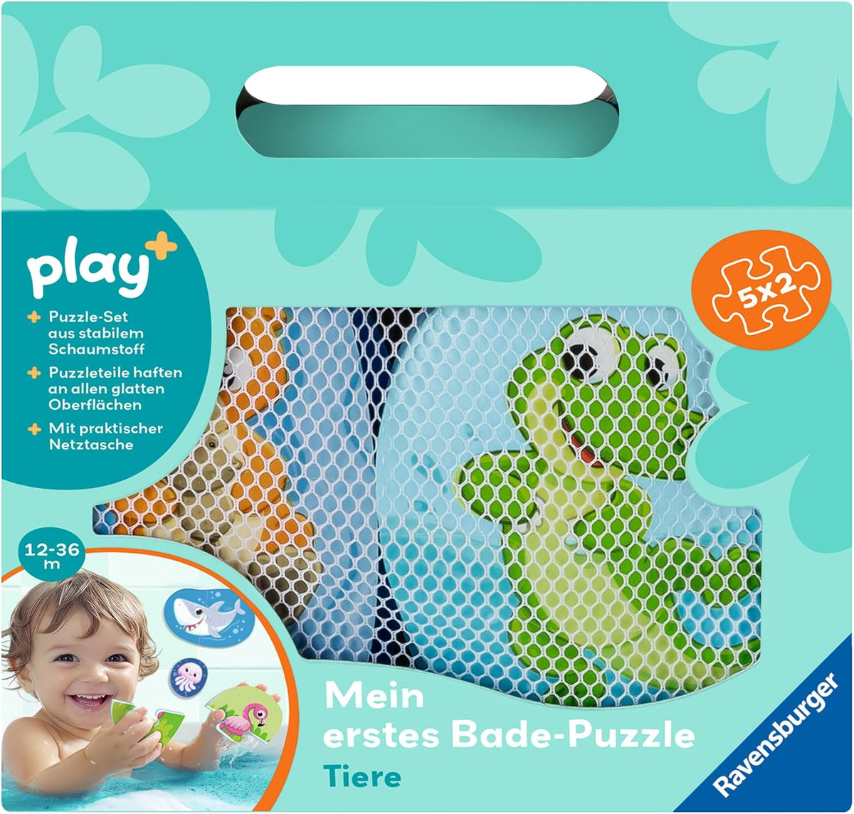 Ravensburger Badepuzzle Tiere - Pädagogisches Wasserspielzeug für entspannte Badezeit