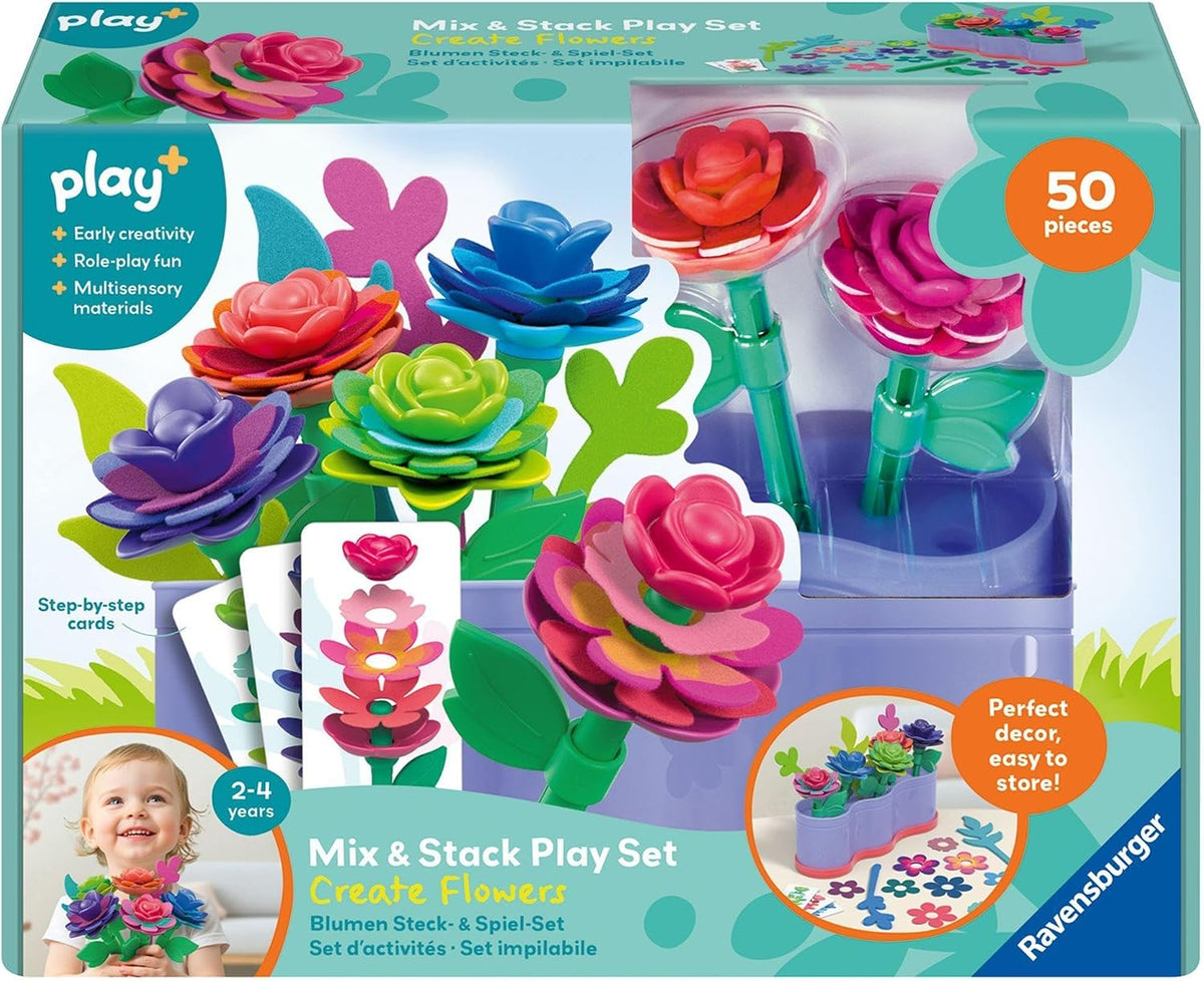 Ravensburger play+ Meine Blütenwelt – Blumen-Steckset, 50 Teile