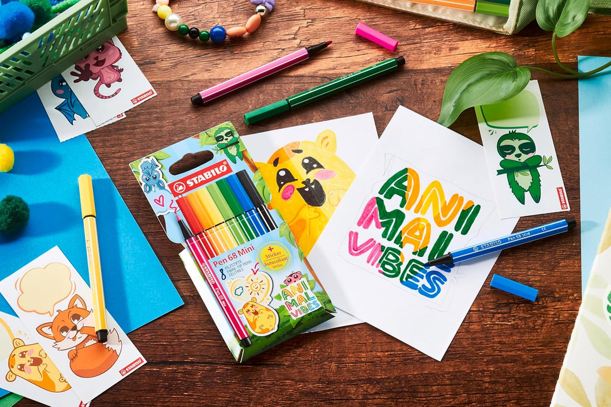 STABILO Pen 68 Mini Animal Vibes Filzstifte 8er Set