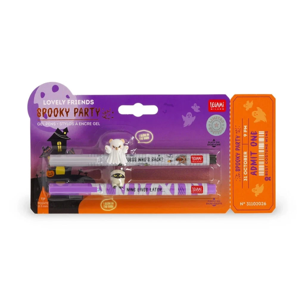 Legami Spooky Party 2er-Set Gelstifte Teddy Ghost & Kitty Mummy
