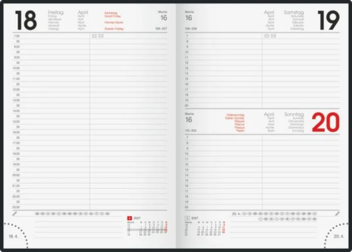BRUNNEN Buchkalender A5 2027 Salbei, 1 Tag pro Seite