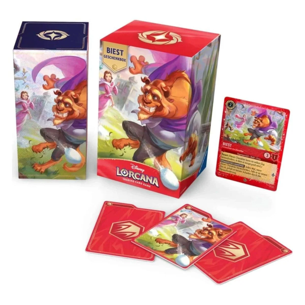 Disney Lorcana Biest Geschenkbox Deutsch, 5 Boosterpacks
