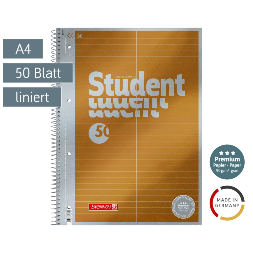 BRUNNEN Premium Block A4, liniert, 50 Blatt