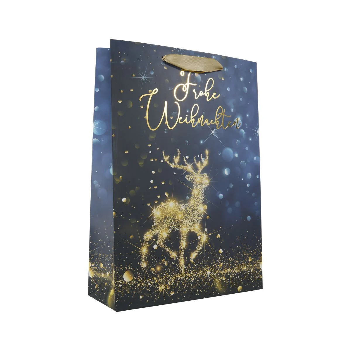 Idena Geschenktasche Weihnachten schwarz/gold 25x34x9cm