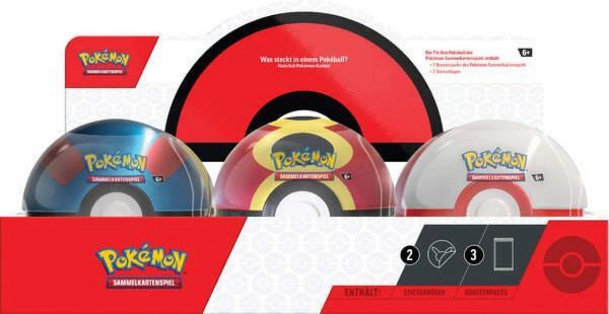 Pokémon Pokéball Tin Herbst 2025 - 3 Booster + Sticker