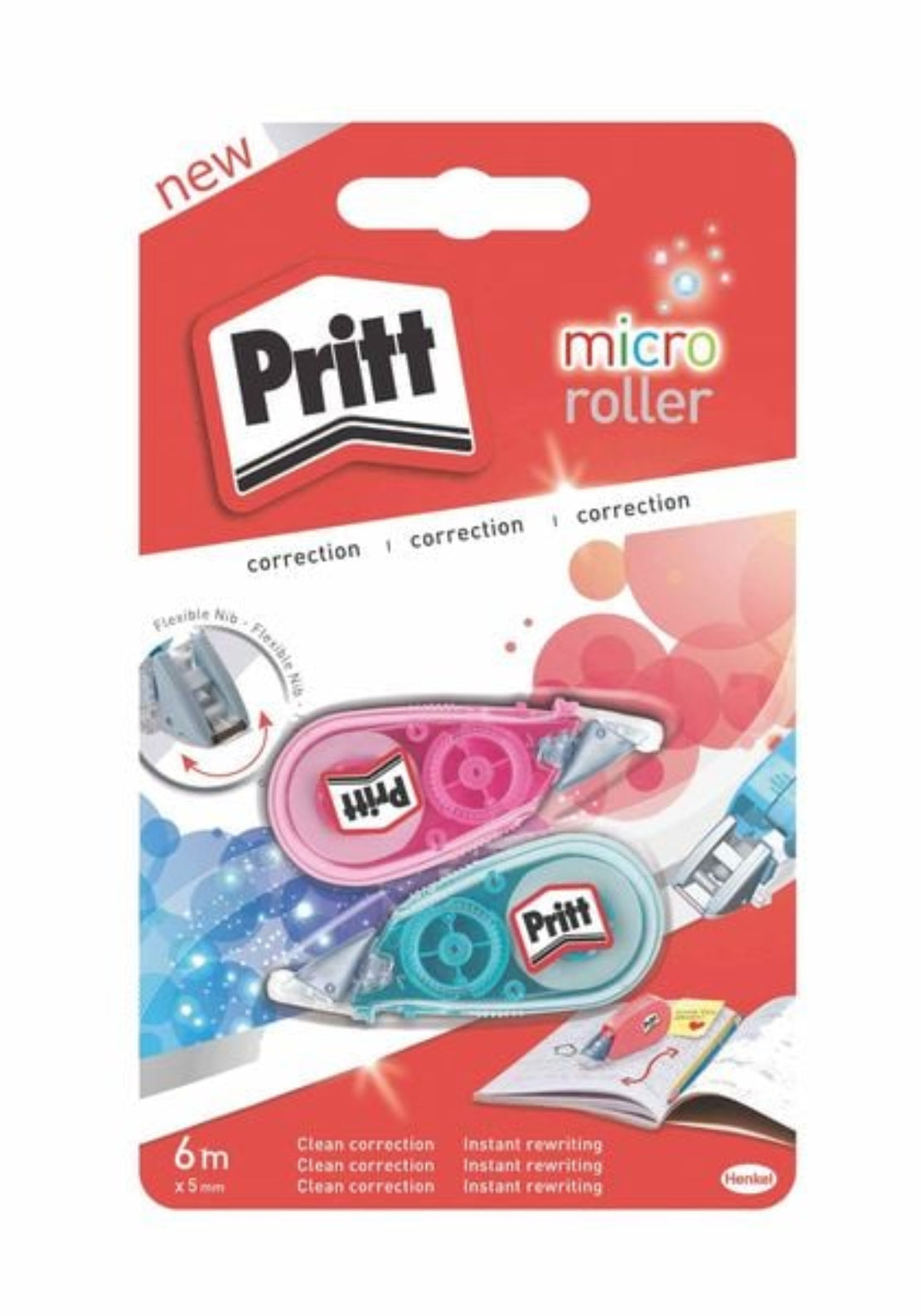 Pritt Korrektur Micro Roller 2er Set - Pink & Blau, 5mm x 6m