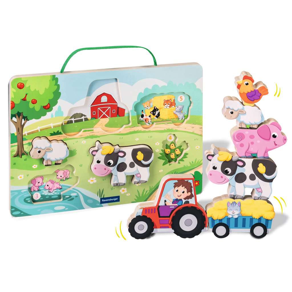 Ravensburger Magnetisches Holz-Puzzle Bauernhof - Spielspaß für kleine Entdecker