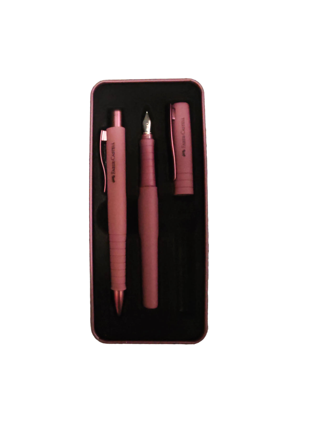 Faber-Castell Poly Ball/Pen Geschenkset - Elegantes Schreibset mit Füller und Kugelschreiber Bordeaux