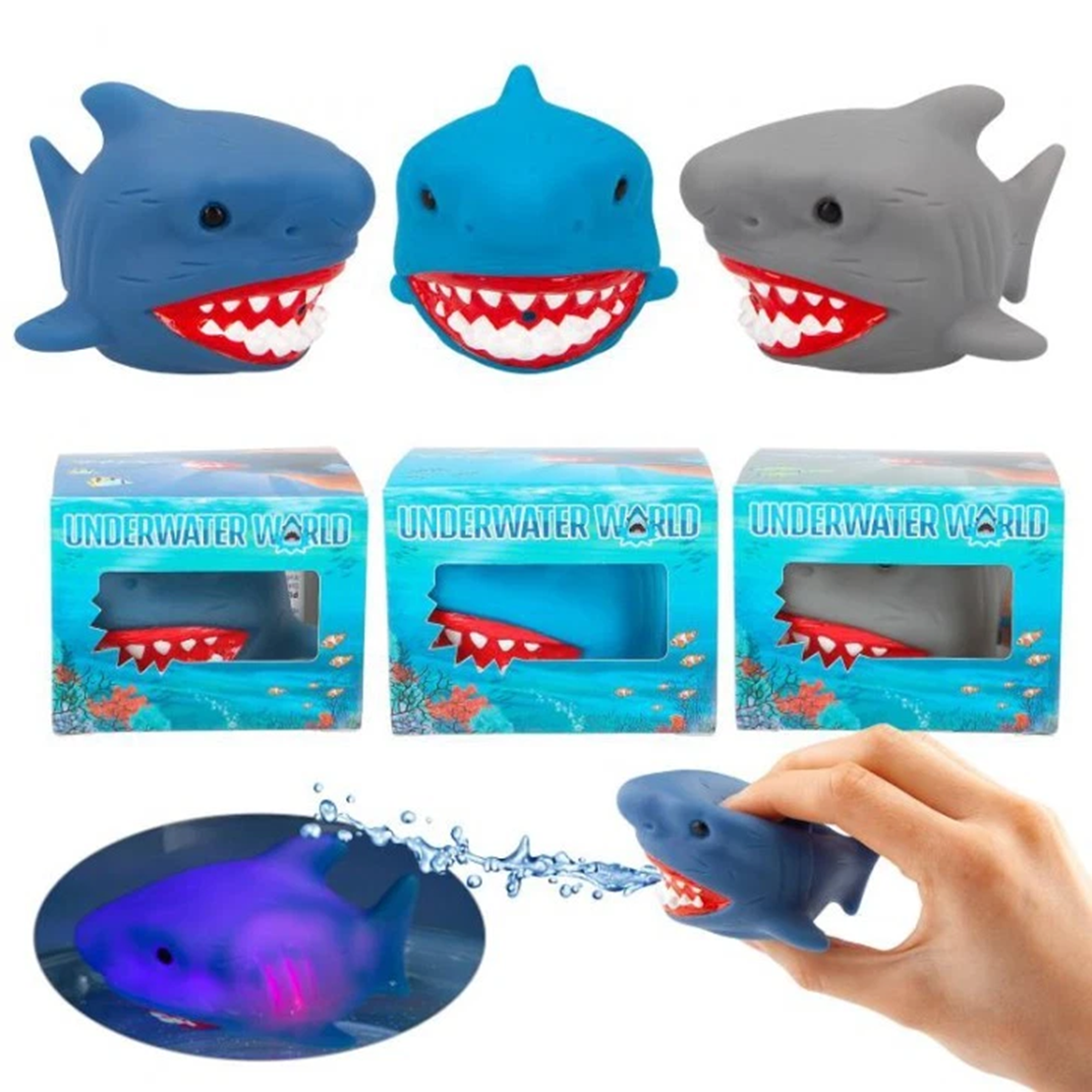 Dino World Bade-Hai mit Licht & Spritzfunktion, 6,5cm