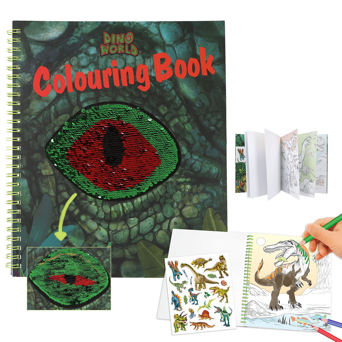 Dino World Malbuch mit Pailletten - 20 Motive