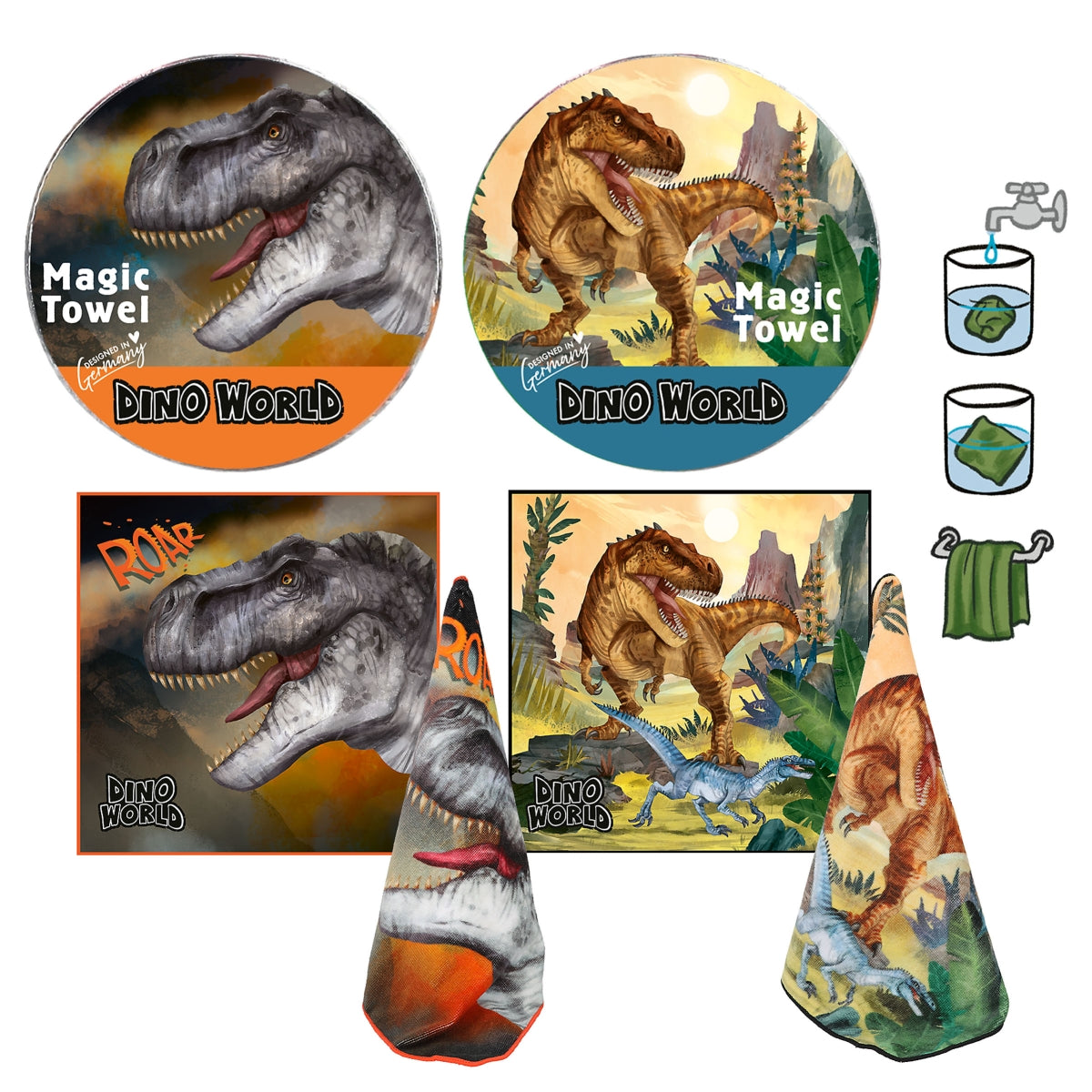 Dino World Magisches Handtuch - Saurierstark verwandelbar