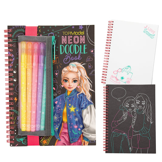 DEPESCHE TOPModel Neon Doodle Malbuch-Set mit 5 Gelstiften