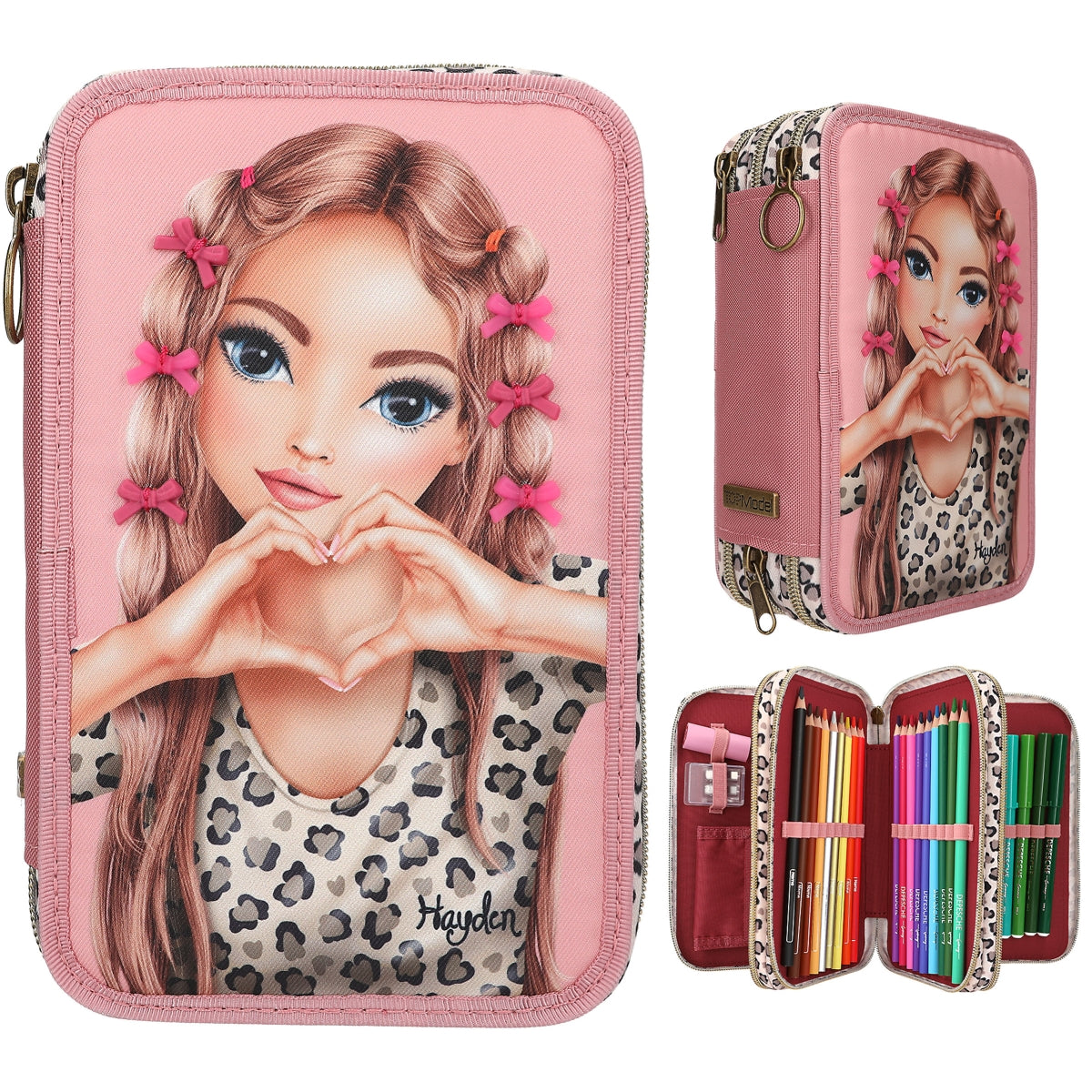 TOPModel 3 Fach Federtasche mit Schleifen LEOHEART