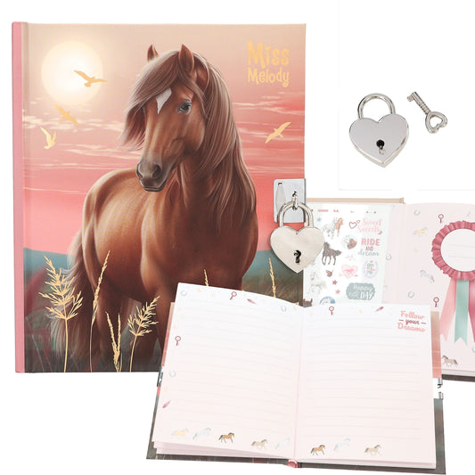 Miss Melody Tagebuch mit Stickern - Kreatives Schreibset für Mädchen