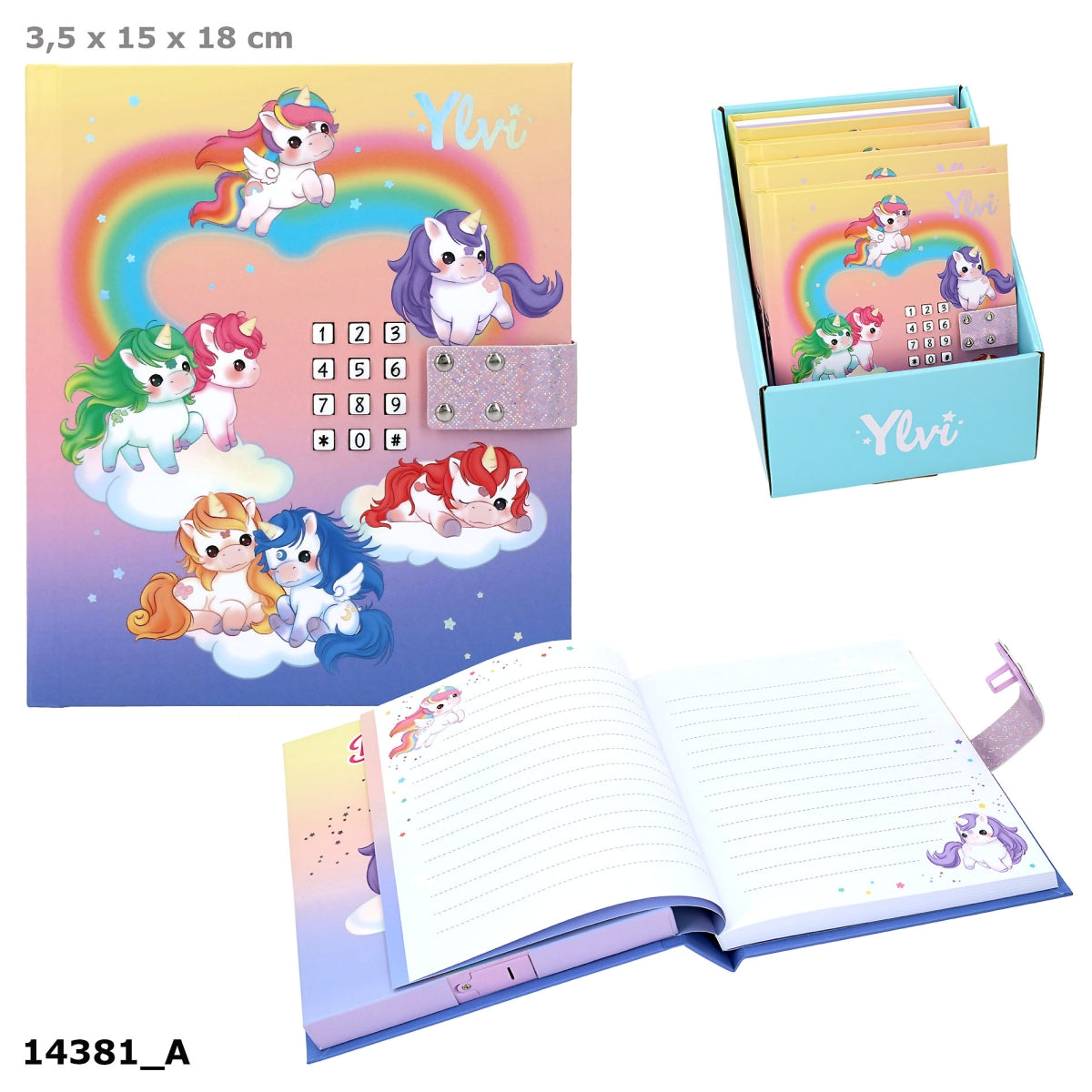 Ylvi Einhorn-Tagebuch mit LED, Code und Sound, 192 Seiten
