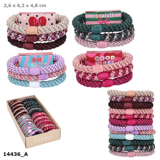 LOVIES Haargummi Set, 3 Haargummis, 1 von 4 Designs zufällig