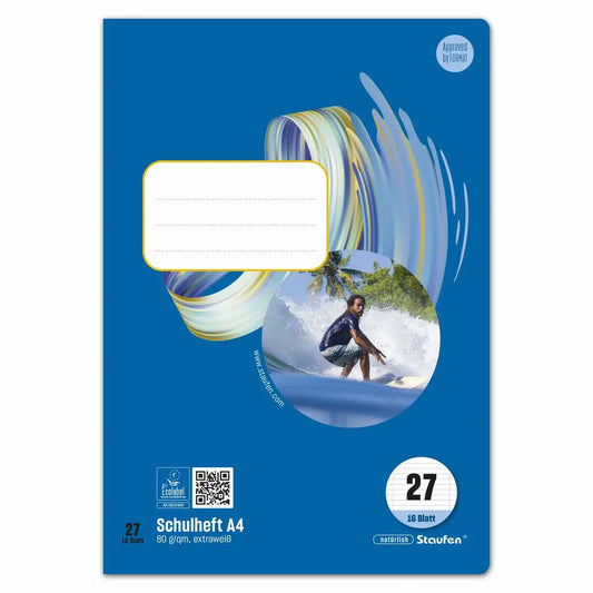 Staufen Schulheft Style Lineatur 27 liniert mit Doppelrand DIN A4 - 16 Blatt