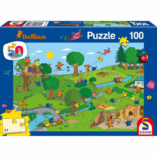 Die Maus im Spielpark - 100 Teile Puzzle für Kinder ab 6 Jahren