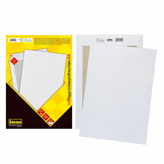 Idena Versandtaschen DIN B4 ohne Fenster haftklebend 120g/m² weiß - 5 Stück